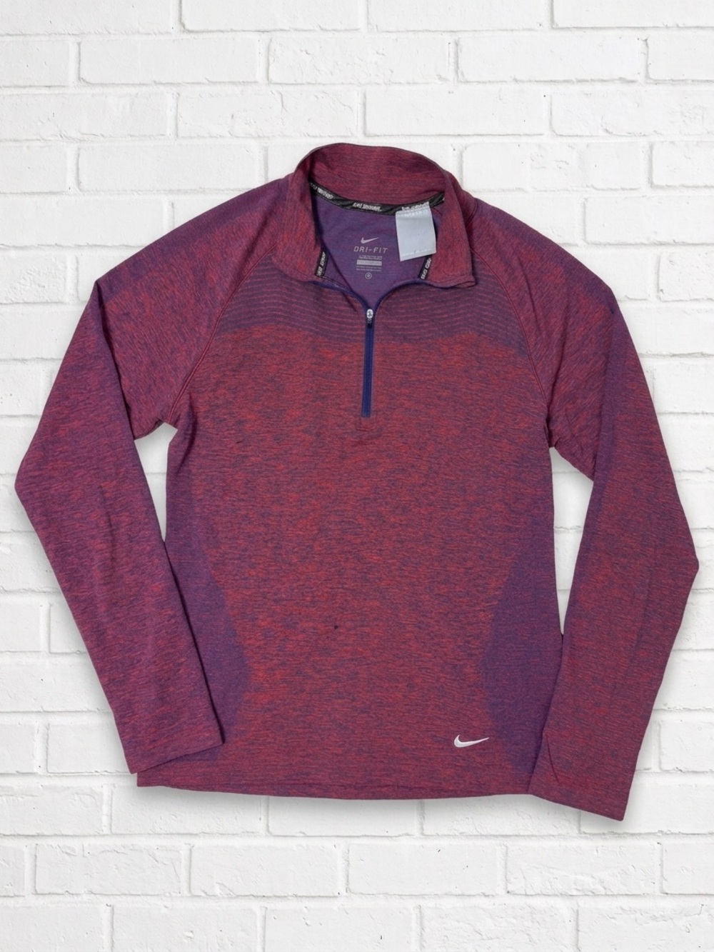 Nike Dri-FIT Womens XL Seamless Half Zip Pullover Maroon Heather Running 719469